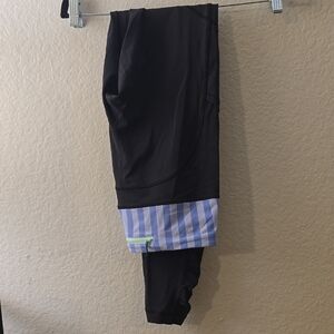 Lululemon Long Leggings Black With Blue Stripes
